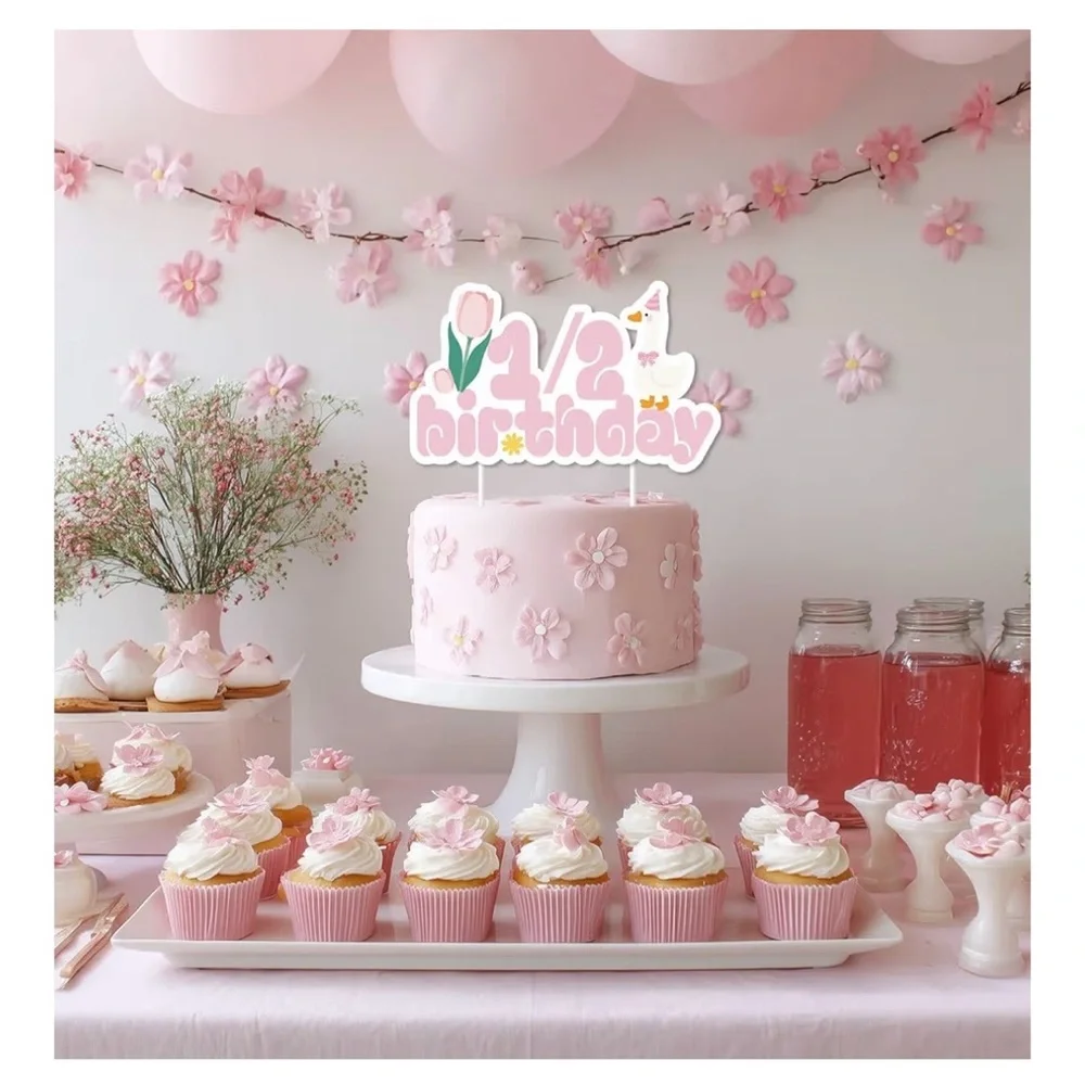 Pink 1/2 Birthday Cake Topper (A240)